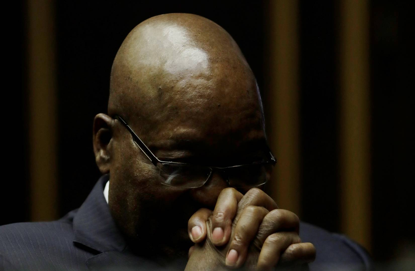 Jacob Zuma sits in court in Pietermaritzburg where he is facing charges that include fraud, corruption and racketeering on Friday (May 24 2019). Picture: Themba Hadebe/Reuters