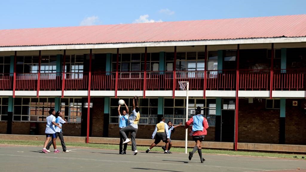 Phoenix Secondary School pupils play in the school