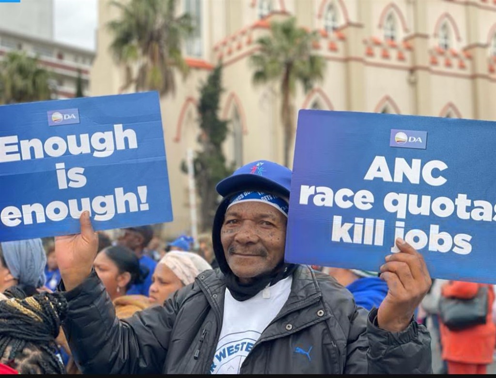 DA marched against the Race Quotas Act in Cape Town on Wednesday.