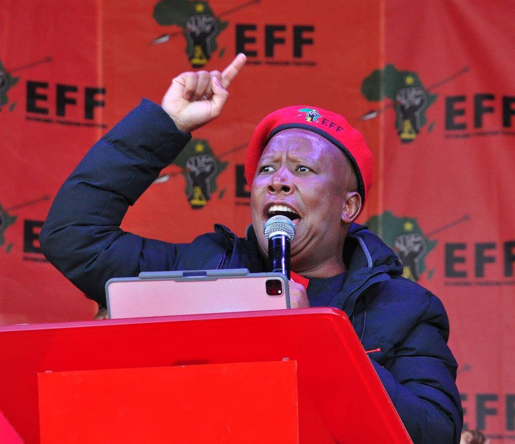 EFF leader Julius Malema speaking during the party's 10th anniversary celebration in Marikana. Photo by Rapula Mancai
