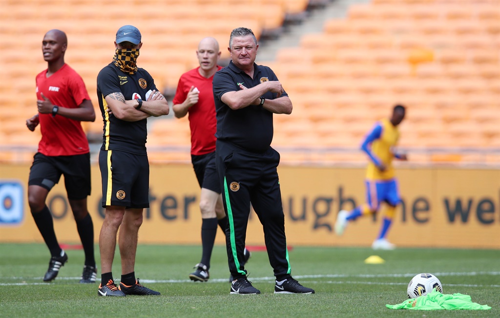 Dillon Sheppard with Gavin Hunt, coach of Kaizer Chiefs during the MTN8 quarter final between Kaizer Chiefs and Maritzburg United on October 18, 2020 at the FNB stadium in Johannesburg, South Africa. (Photo by Muzi Ntombela / Backpagepix/ Gallo Images)