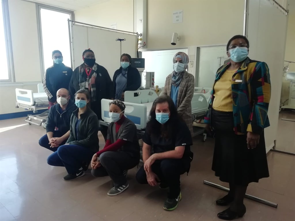Health staff who will be working in the new ICU ward at Charlotte Maxeke hospital in Johannesburg.