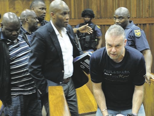 Radovan Krejcír and four of his co-accused appear in court in 2012 for the kidnapping, torture and attempted murder of Bheki Lukhele Picture: Felix Dlangamandla