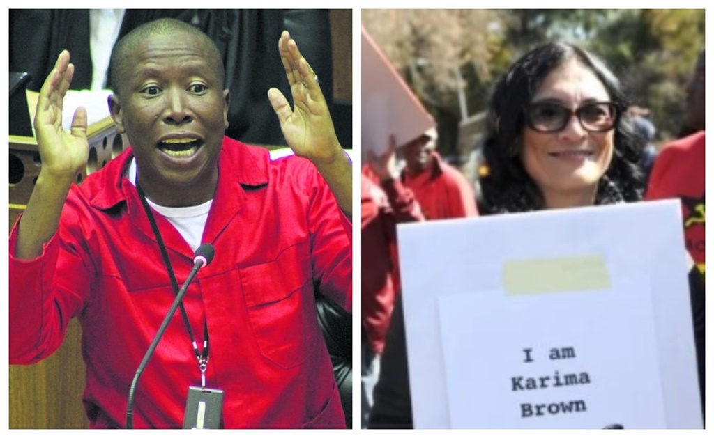 EFF leader Julius Malema and Journalist Karima Brown  