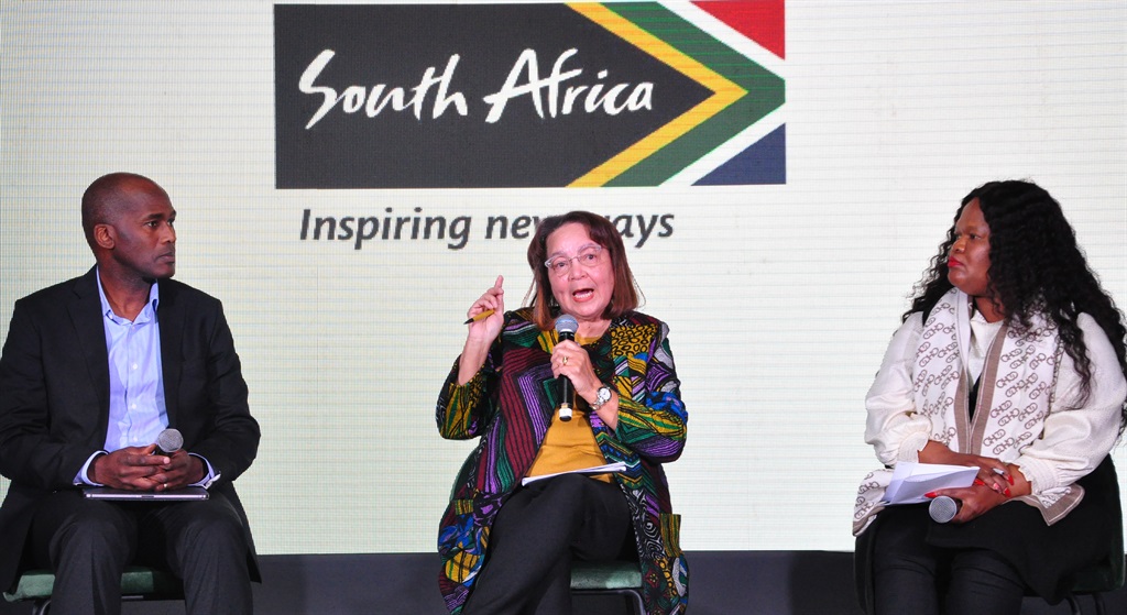 Tourism Minister Patricia de Lille (middle) joined by chairman of Tourism Business Council of South Africa Blacky Komani and MEC Virginia Tlhapi at the tourism month launch in Rustenburg. Photo by Rapula Mancai  