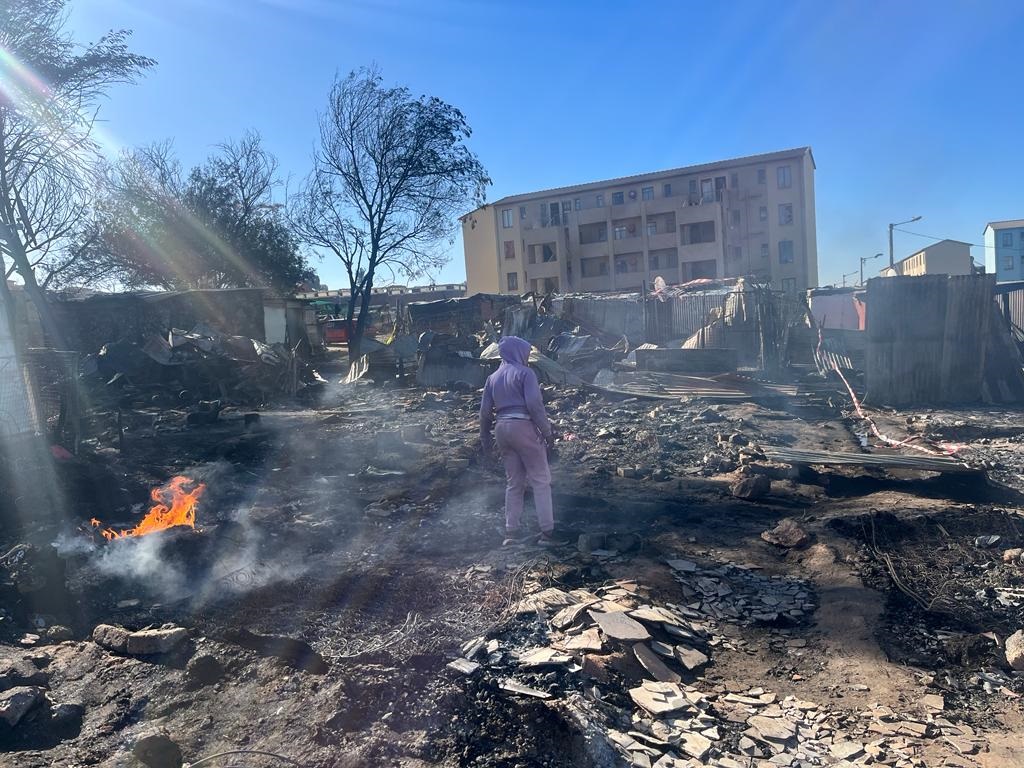 Fleurhof residents lost their homes due to a fire on Sunday, 30 July. Photo by Nhlanhla Khomola.