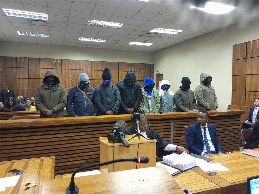 The eight VIP protection officers appeared in the Randburg Magistrates Court in disguise. 
