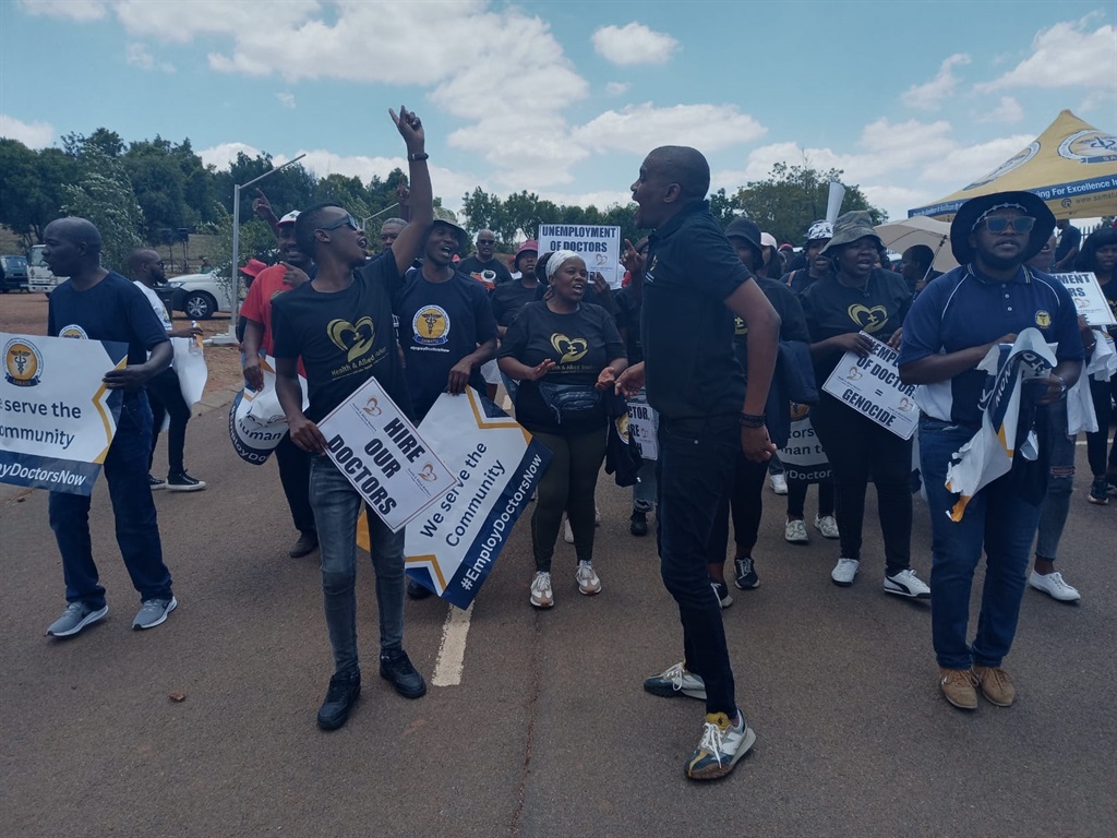 SA Medical Association Trade Union, Democratic Nursing Organisation of SA and Young Nurses Indaba Trade Union in a protest against the unemployment of doctors