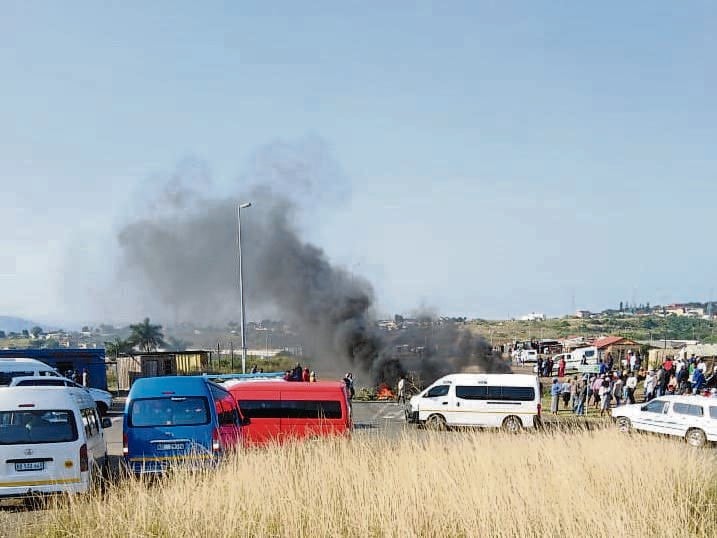 Protesting Richmond Farm residents blockaded the road with burning tyres yesterday.  