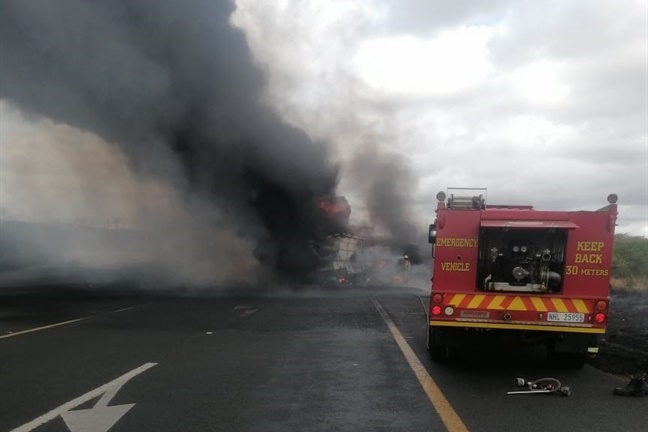 A serious accident involving several heavy motor vehicles and at least one light motor vehicle caused a blaze on the N2 in Hluhluwe, about 40km from Lake St Lucia, in KwaZulu-Natal.