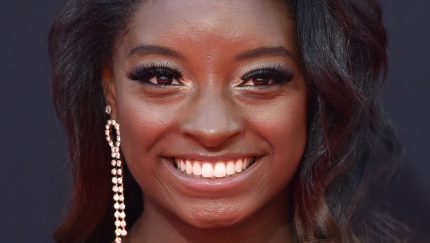 Simone Biles rocking her signature makeup look. Photo by Axelle/Bauer-Griffin/FilmMagic