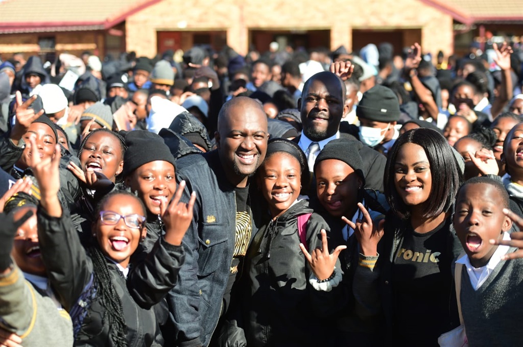Thapelo Molomo encouraged pupils at Lotus Gardens Secondary School to never give up on their dreams. Photo by Raymond Morare