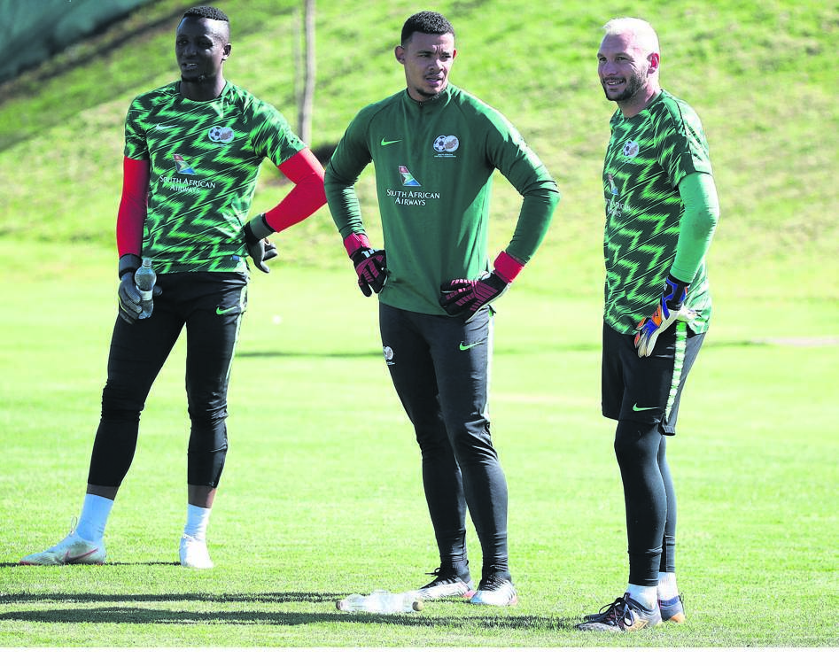 Bafana Bafana goalkeepers Darren Keet (right), Ronwen Williams (middle) and Bruce Bvuma will battle it out for the number one jersey ahead of next week’s Afcon. Photos byGallo Images