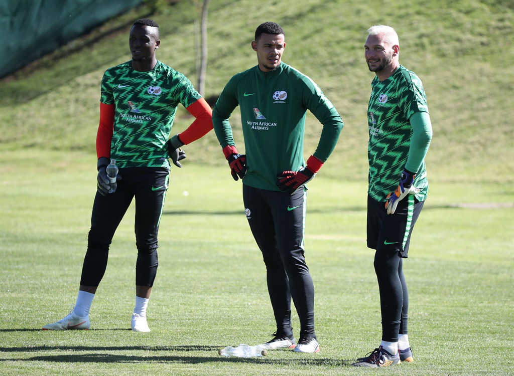 Darren Keet, Ronwen Williams and Bruce Bvuma of South Africa during the 2019 TOTAL African Cup of Nations South Africa training at the Steyn City School, Johannesburg on the 07 June 2019 Â©Muzi Ntombela/BackpagePix