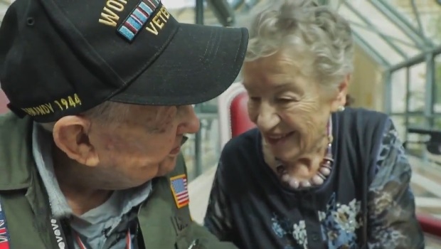American soldier KT Robbins sees Jeannine Pierson for the first time in 75 years.
(Photo: CEN)