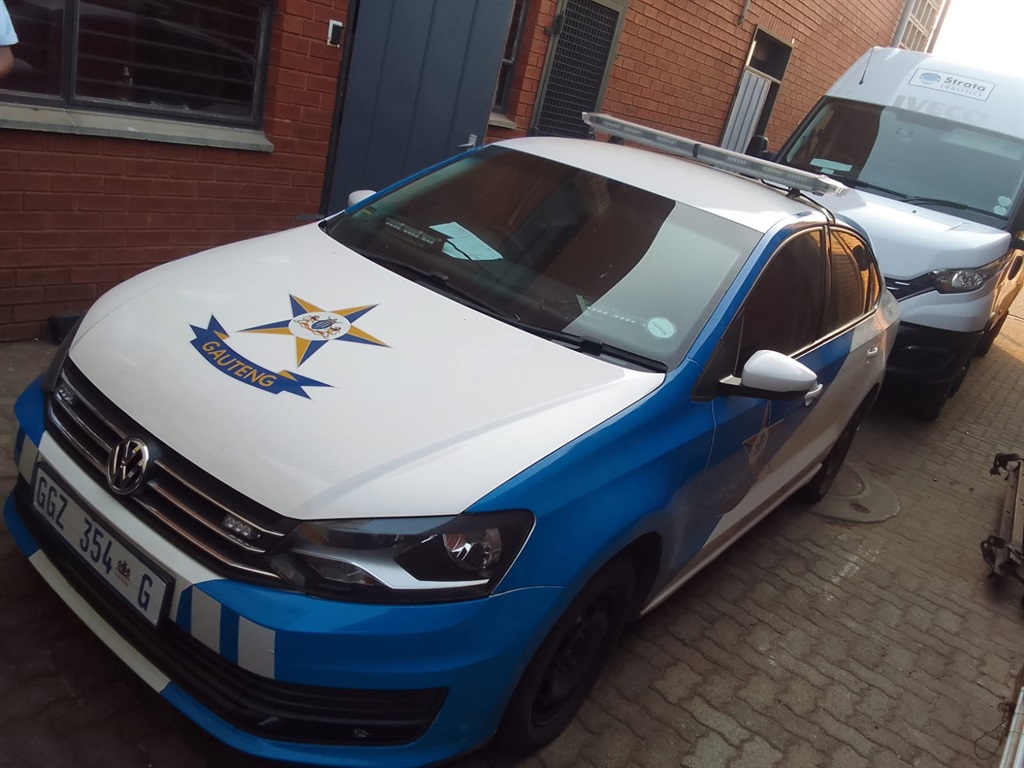 This cloned Gauteng Traffic police car was used by thugs to hijack a courier van. 