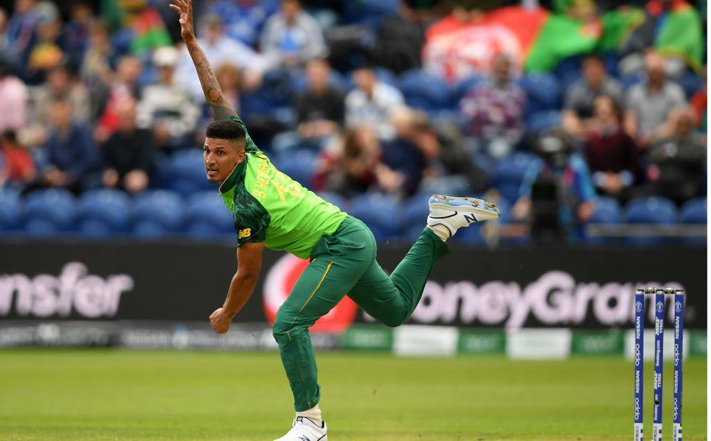 Beuran Hendricks, who came in for the injured Dale Steyn, bowls during the Proteas’ group stage match against Afghanistan at Sophia Gardens in Wales yesterday. Picture: Alex Davidson/Getty Images
