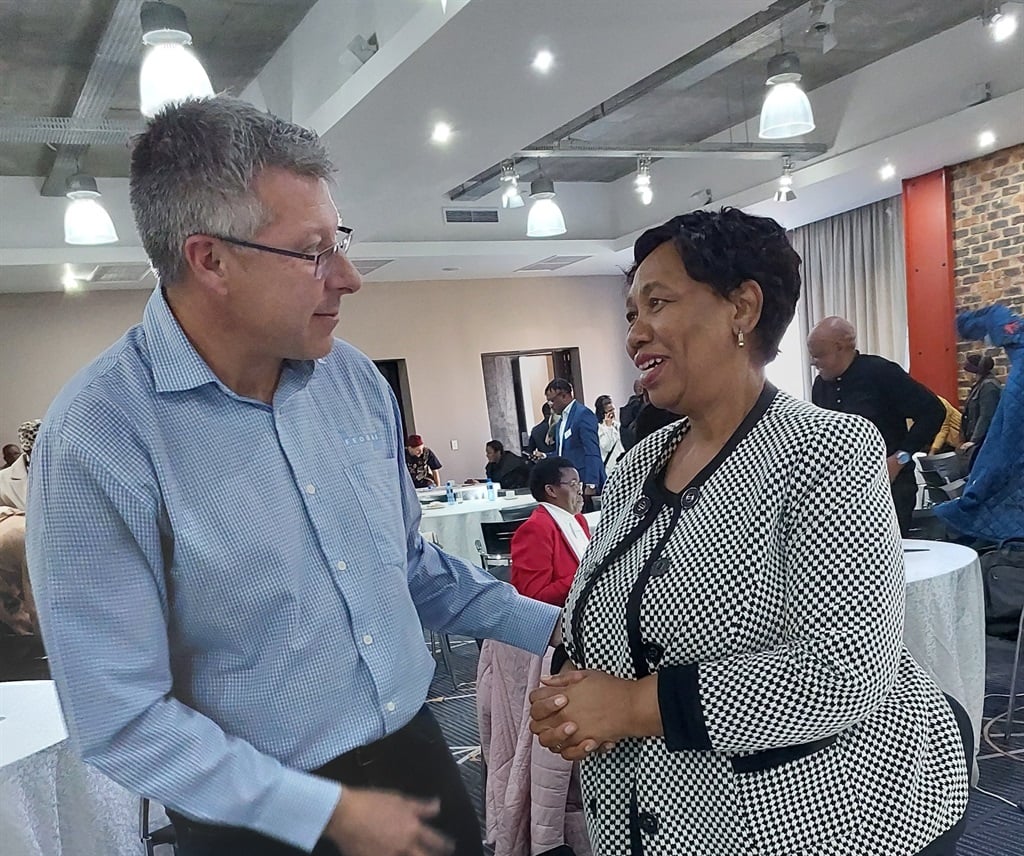 Dr Jaco Deacon and the education minister Angie Motshekga.