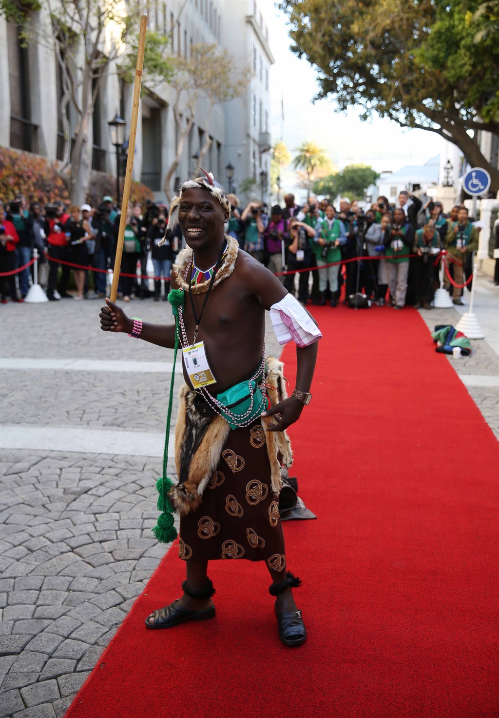 A praise singer at the opening of Parliament and the State of the Nation Address on June 17, 2014 in Cape Town. Picture: Gallo Images / Sunday Times / Esa Alexander