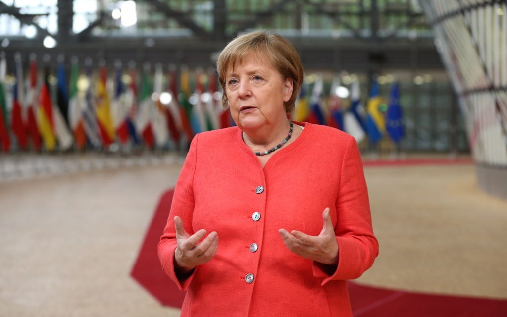 German Chancellor Angela Merkel arrives for an EU Summit on July 17, 2020 in Brussels, Belgium.