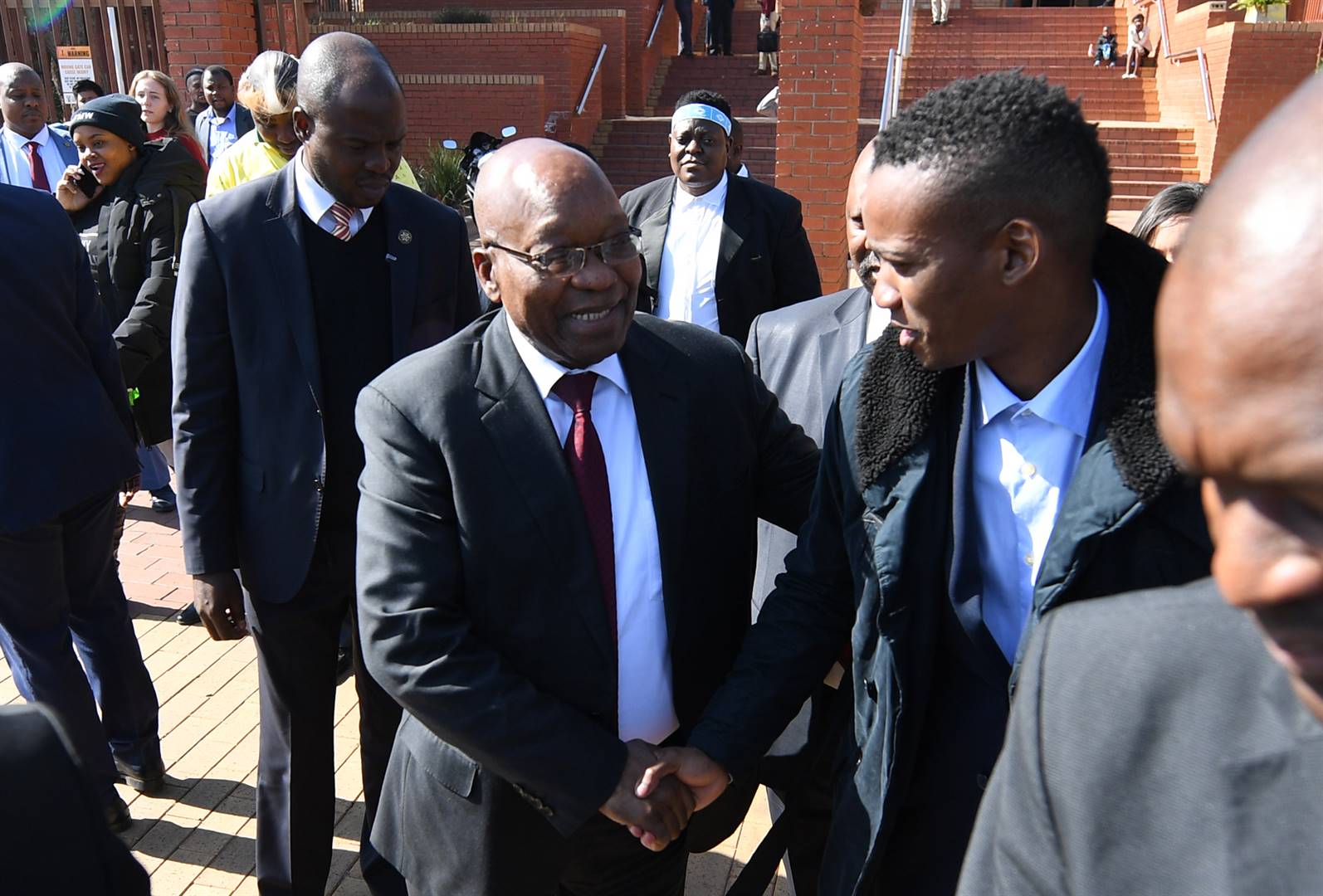Former president Jacob Zuma and son, Duduzane at the  Randburg Magistrates' Court. Picture: Felix Dlangamandla