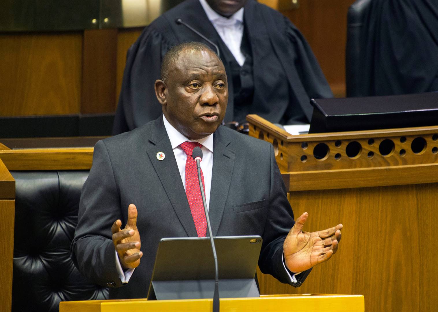 Cyril Ramaphosa delivers his state of the nation address in Cape Town. Picture: Rodger Bosch/Reuters