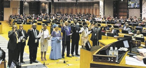 New members of Parliament are sworn in at the National Assembly in Cape Town last month. Picture: Jaairus Mmutle / GCIS