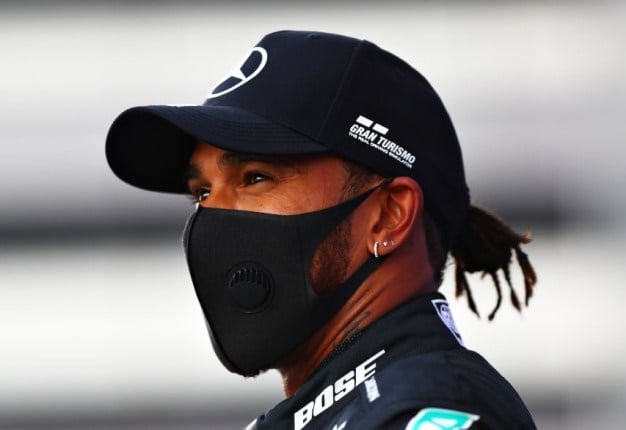 Pole position qualifier Lewis Hamilton looks on in parc ferme during qualifying ahead of the F1 Grand Prix of Russia at Sochi Autodrome. Image: Dan Istitene - Formula 1 via Getty. 