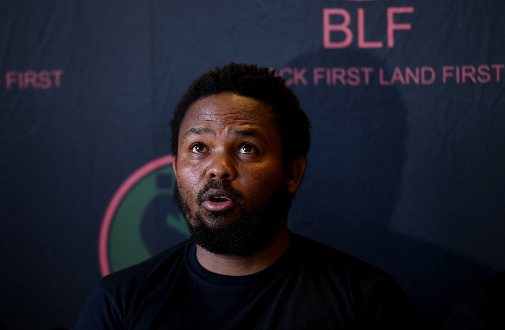 Black First Land First (BLF) leader Andile Mngxitama addresses the media regarding his alleged controversial remarks about the killing of white people in December 2018. Picture: Gallo Images / Netwerk24 / Felix Dlangamandla