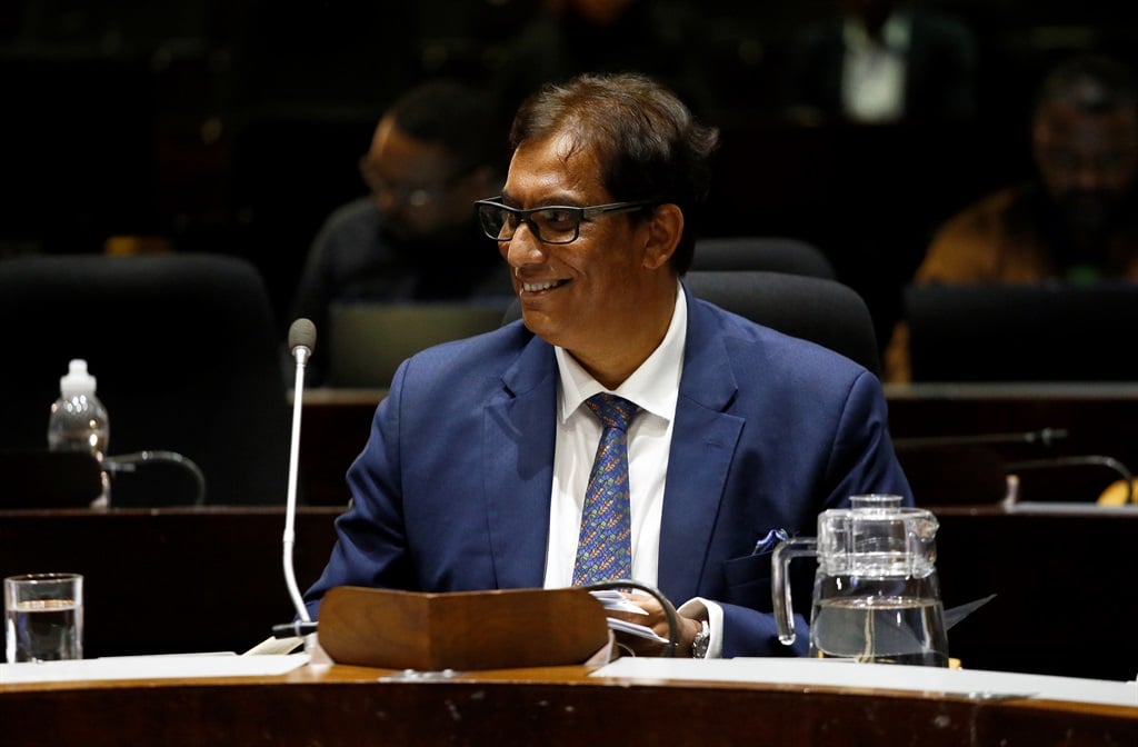 Iqbal Survé smiles before giving evidence before the Mpati Commission of Inquiry April 2019. 