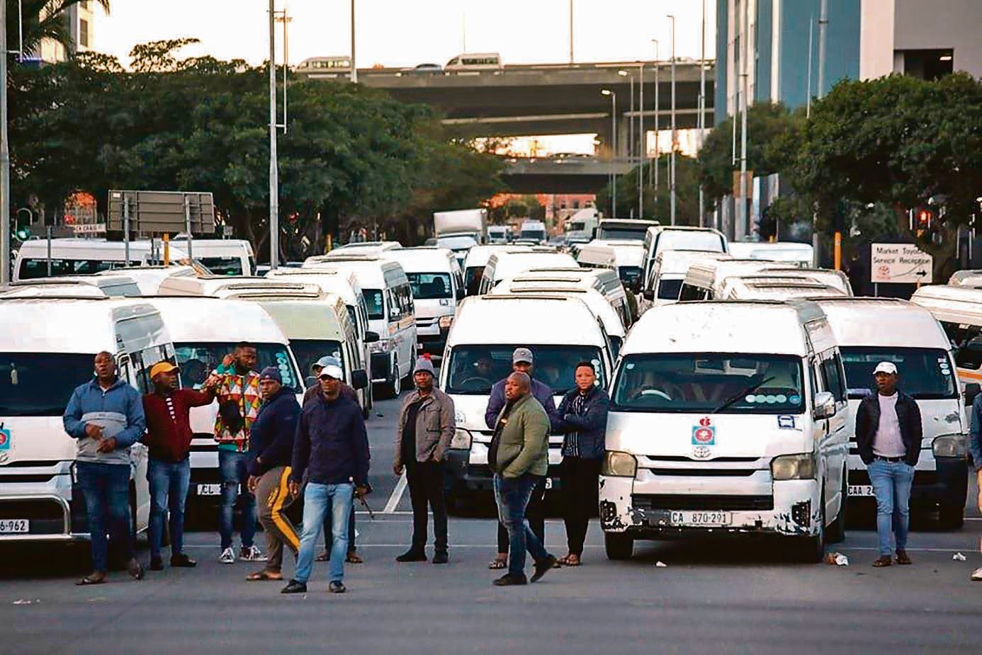 Striking taxi drivers in the Cape Town CBD on August 01, 2023. 