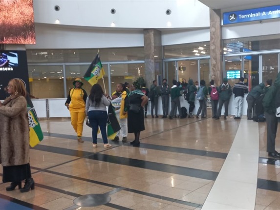 <p>Some Banyana supporters are making their way into the arrivals area in anticipation of the team's arrival.&nbsp;</p><p><em>Photo: Khanyiso Tshwaku (News24 Sport)</em></p>