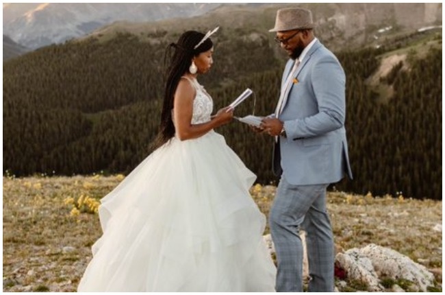 Dr Monifa S Seawell and her husbnad, Wyatt Jeffries married themselves on the top of a mountain.