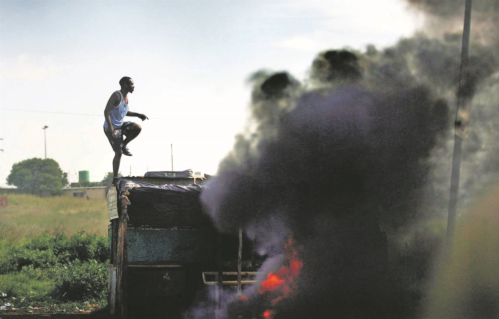 When citizens, like residents of Siyathemba in Balfour Mpumalanga in this 2010 file picture, protest by burning and destroying their own much-needed infrastructure, the writer says it serves as a release of ‘consuming’ internalised anger and self-hatred Picture: Leon Sadiki