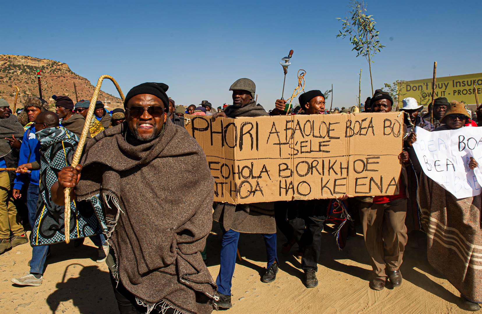 About 12 000 desperate farmers marched to Lesotho’s parliament where they handed over a request for the law to be scrapped. Picture: Deon Raath