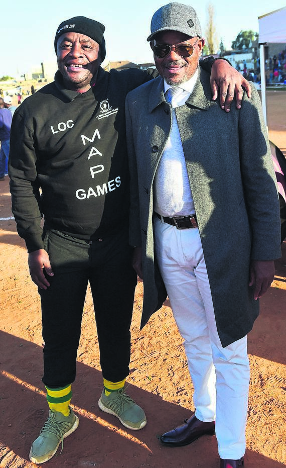 Baroka boss Khurishi Mphahlele (right) spoke to SunSport from Alexandra during Maimane Phiri’s annual games.Photo byThemba Makofane 