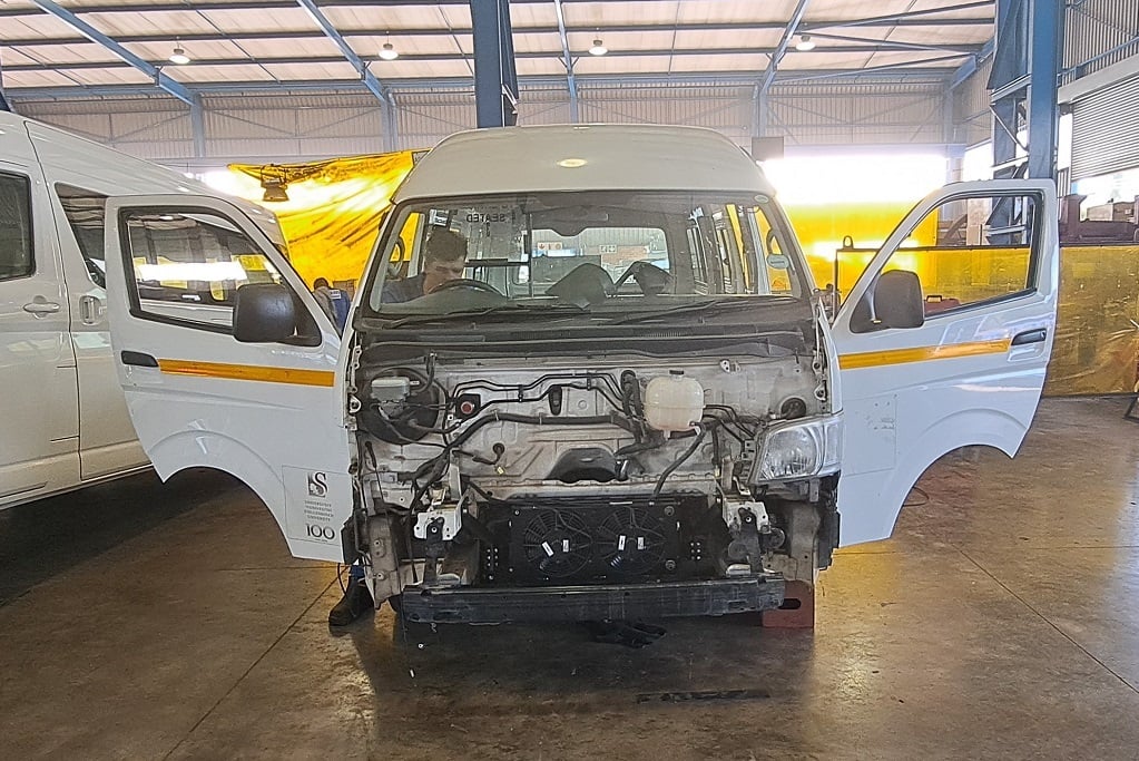 Engineers have converted a minibus taxi that used to run on petrol into an electric vehicle.