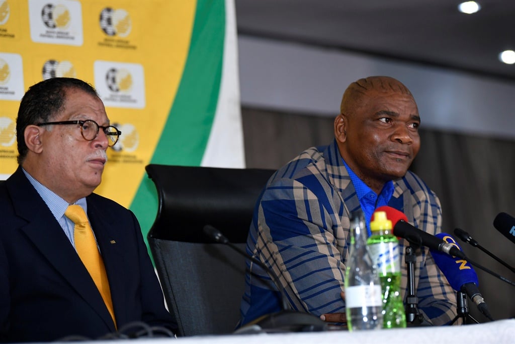 SAFA president Danny Jordaan and Bafana Bafana coach Molefi Ntseki 