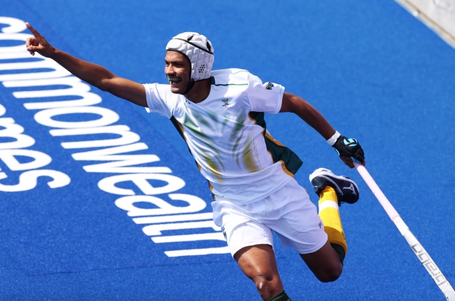 South African hockey star Dayaan Cassiem at the Commonwealth Games