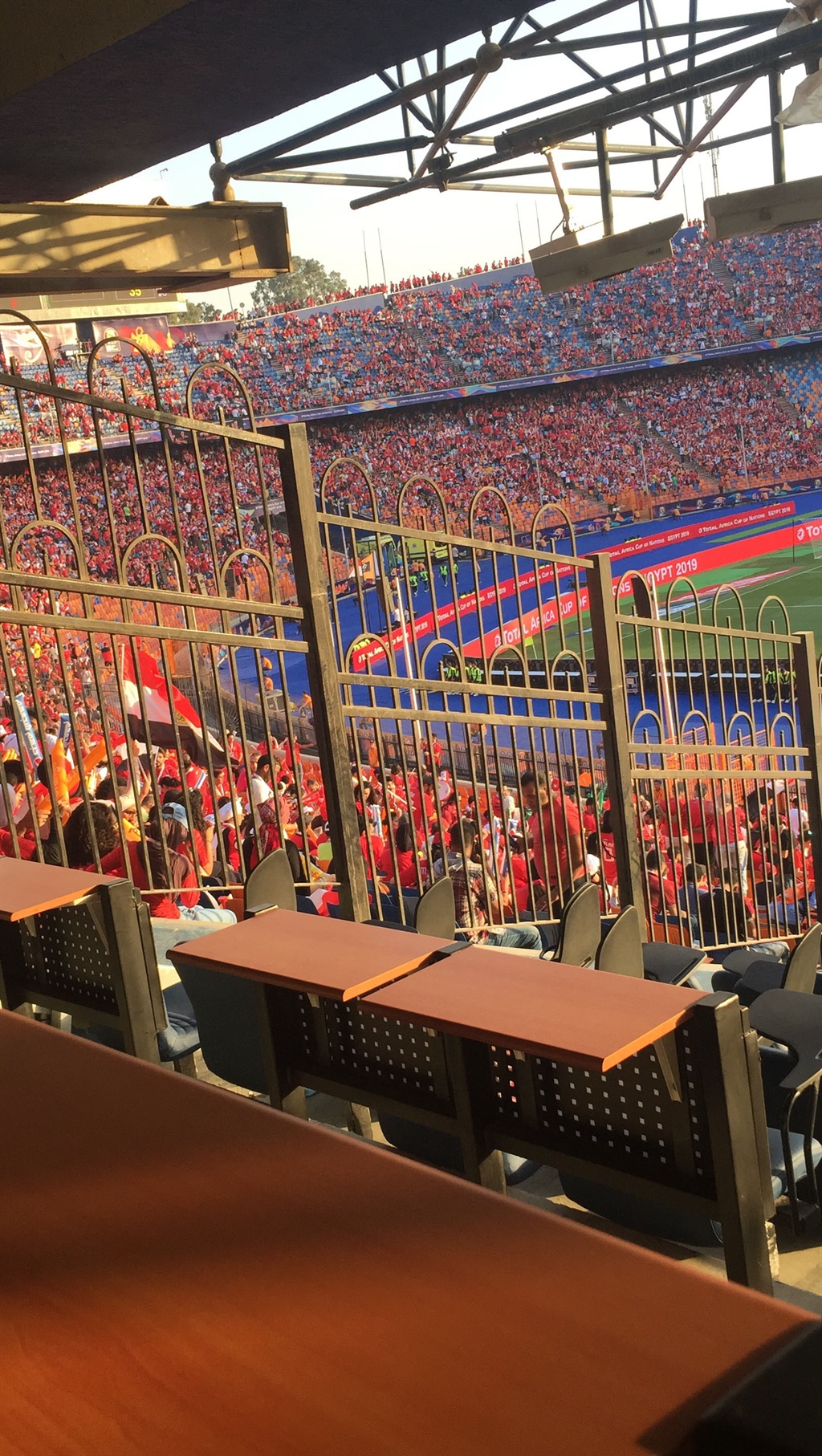 The Egyptian fans taking to the grandstands a few hours before the big kick off. 