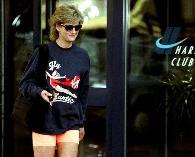 Princess Diana in her famous workout sweatshirt. (