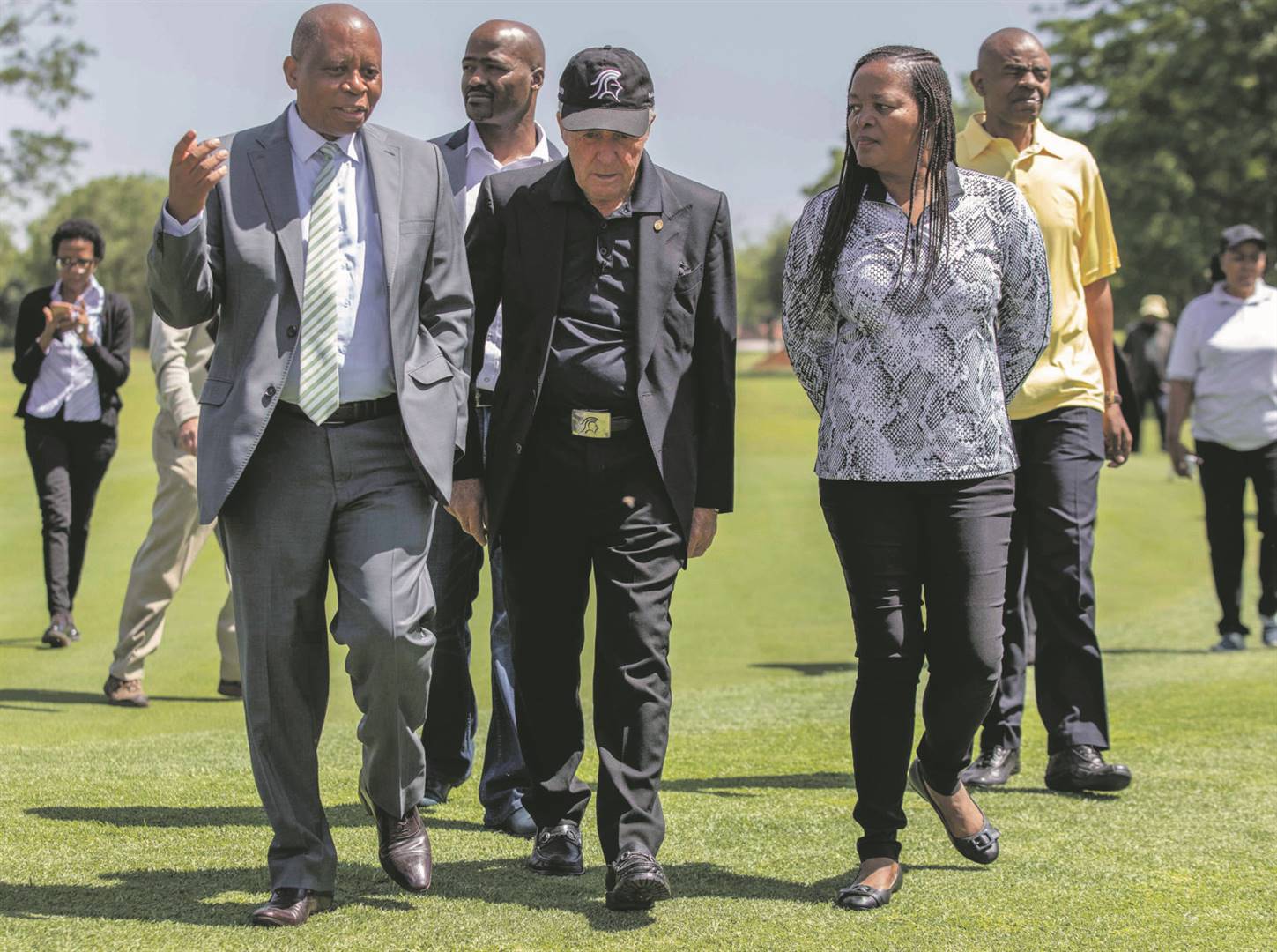 Bongi Mokaba (far right) with Gary Player and Herman Mashaba at the Soweto Country club. Picture: Tyrone Winfield