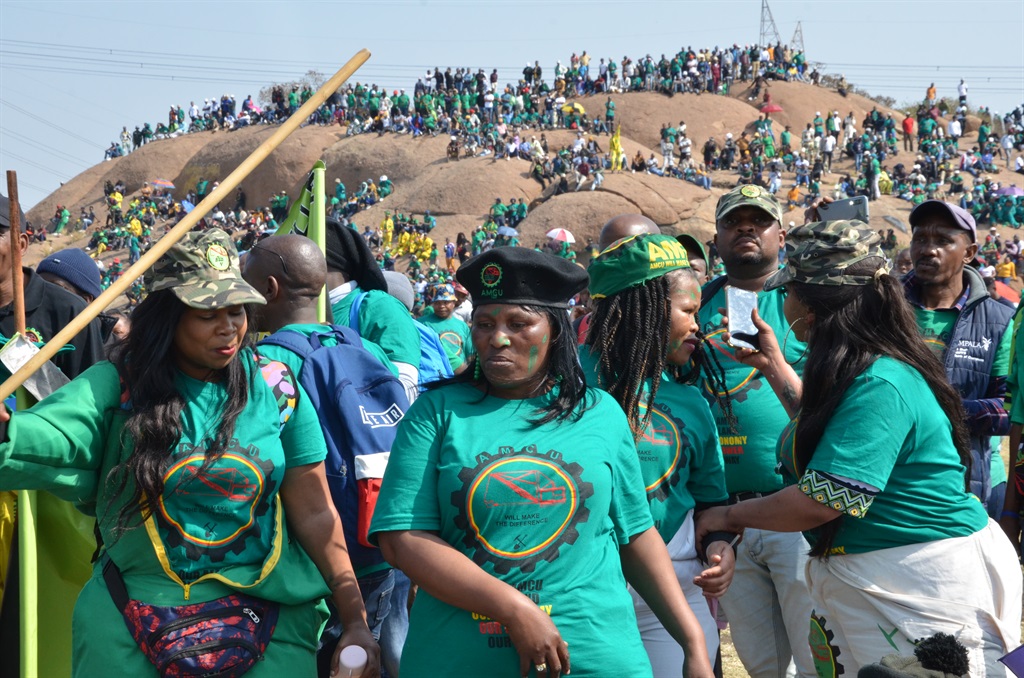 Mine workers gathered at the Marikana Koppie to commemorate the killing of 34 mineworkers in 2012. Photo by Rapula Mancai