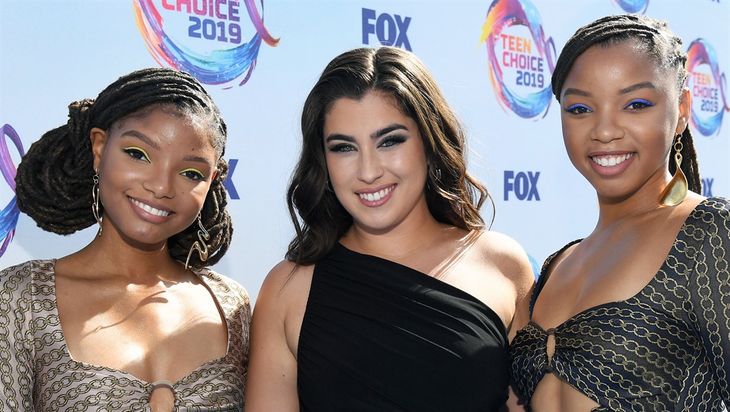 Halle Bailey of Chloe X Halle, Lauren Jauregui, and Chloe Bailey of Chloe X Halle attend FOXs Teen Choice Awards 2019 