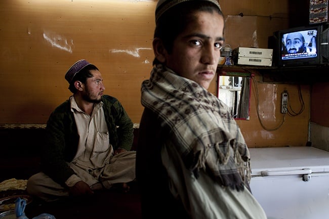 KABUL, AFGHANISTAN - MAY 2: Afghans watch televis