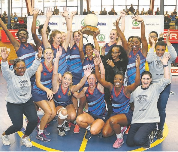 The Tshwane senior team celebrates defending the Spar National Netball Championships after defeating Dr Kenneth Kaunda district 52-48 in the final at Wits University yesterday. The Tshwane Under-21s also won their category. Picture: Reg Caldecott / Gallo Images