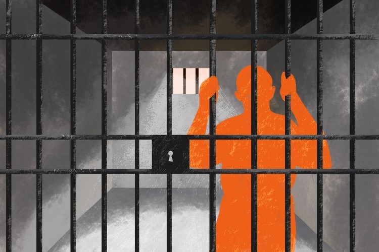 An illustration of a prisoner in a jail cell