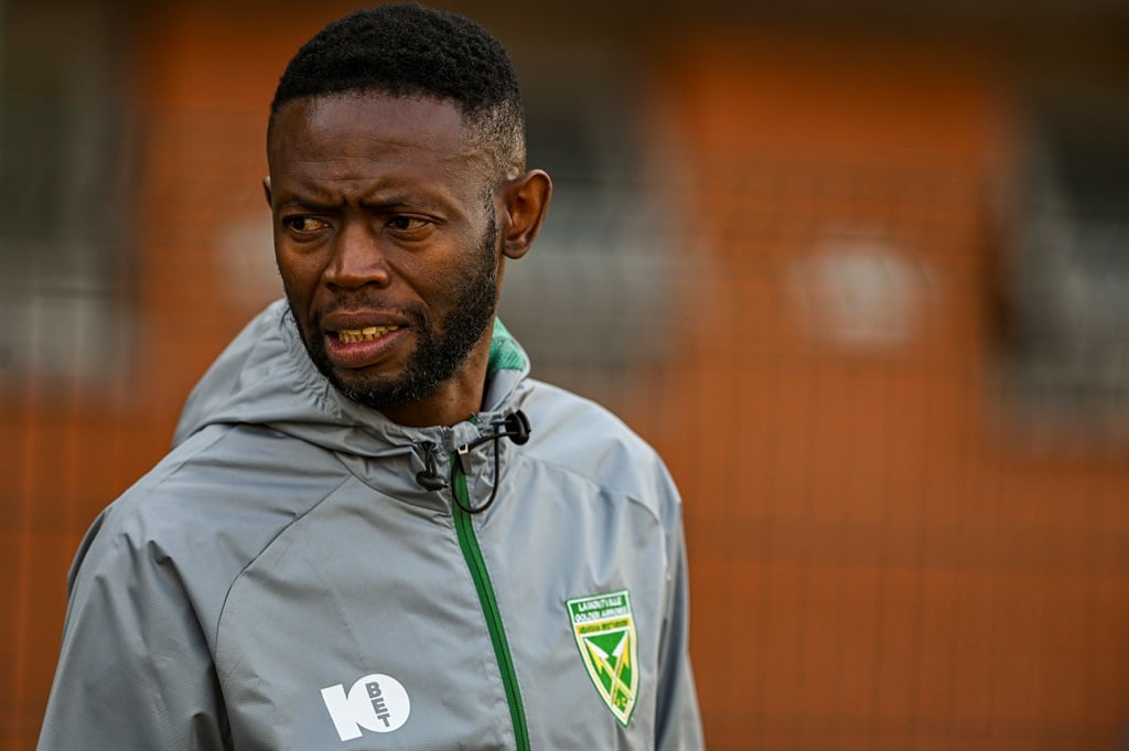 DURBAN, SOUTH AFRICA - AUGUST 08: Vusumuzi Vilakazi, coach of Golden Arrows FC during the DStv Premiership match between Richards Bay and Golden Arrows at King Zwelithini Stadium on August 08, 2023 in Durban, South Africa. (Photo by Darren Stewart/Gallo Images)