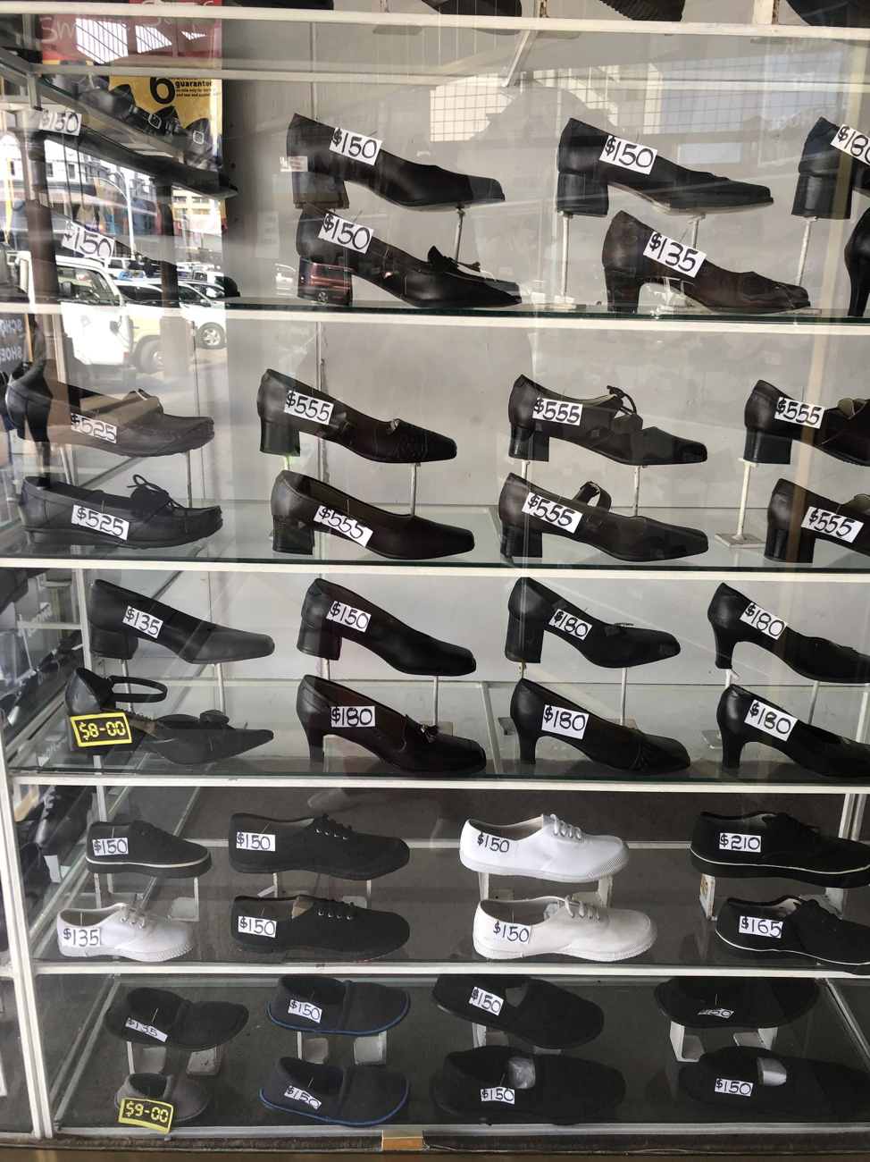 A shoe store in Bulawayo displays new prices in Zi