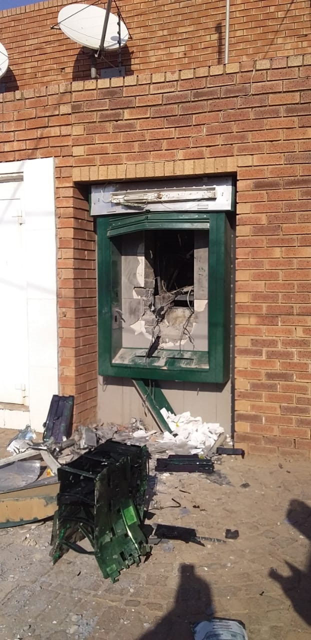 The damaged ATM that was bombed by thugs on Friday morning in Etwatwa. Photo by Phineas Khoza